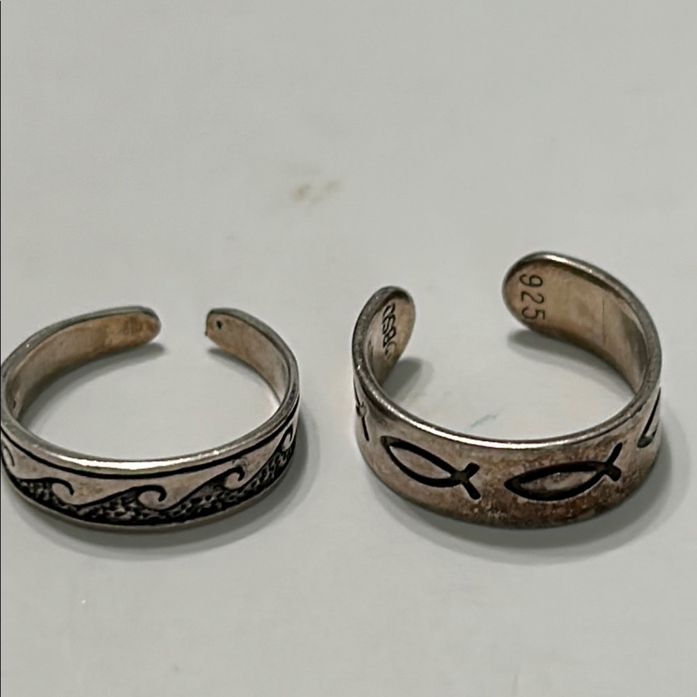 Sterling Silver Adjustable / Toe Ring Bundle With… - image 4